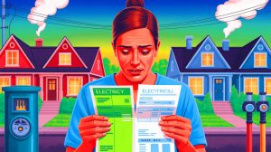 Illustration de l'impact des variations tarifaires de l'électricité et du gaz sur les factures des ménages. Image réalisée par IA.