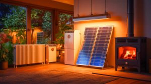 Illustration de systèmes de chauffage variés, allant de l'électricité aux énergies renouvelables. Image réalisée par IA.