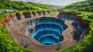 Illustration de la découverte d'un gisement d'hydrogène blanc en Moselle. Image réalisée par IA.