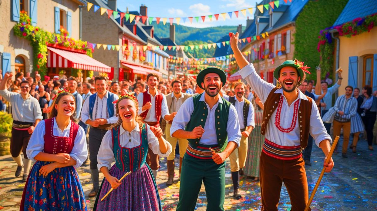 Illustration de la fête des Silvère célébrant le patrimoine culturel et les traditions locales. Image réalisée par IA.