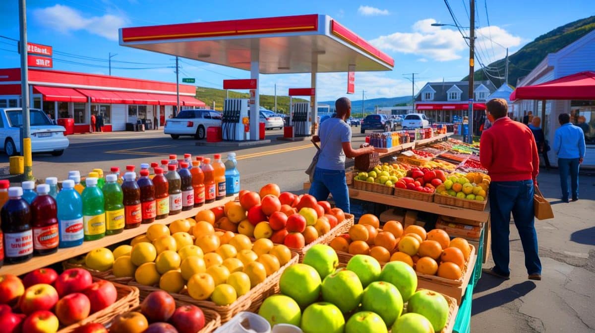 Illustration de l'augmentation des prix des produits alimentaires et énergétiques à Saint-Pierre-et-Miquelon, générée par intelligence artificielle.