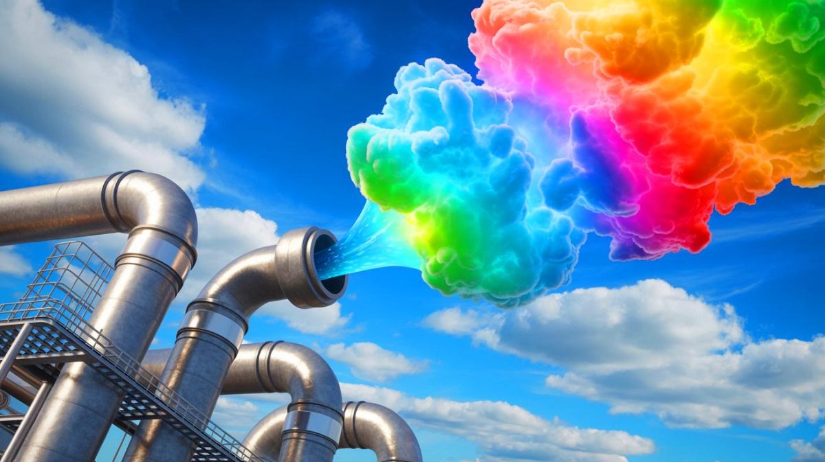Illustration de l'impact potentiel des fuites d'hydrogène sur le climat, générée par intelligence artificielle.