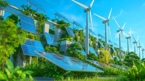 Illustration de la transition mondiale vers des énergies renouvelables.