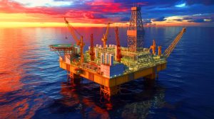 Illustration de la découverte par BP d'un vaste gisement d'hydrocarbures au large du Brésil.