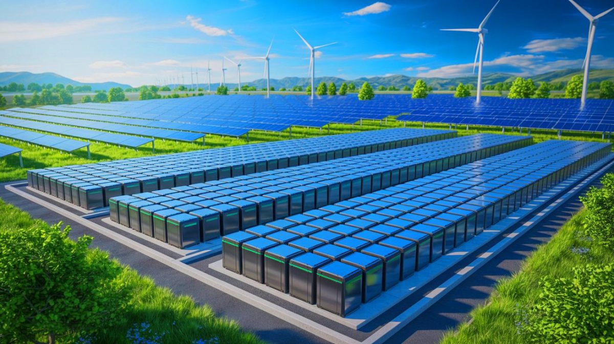 Ces batteries usagées qui « réduisent plus d’émissions carbone » que le recyclage, un choix controversé pour sauver notre planète Illustration de la réutilisation des batteries de véhicules électriques pour le stockage d'énergie stationnaire en Californie.