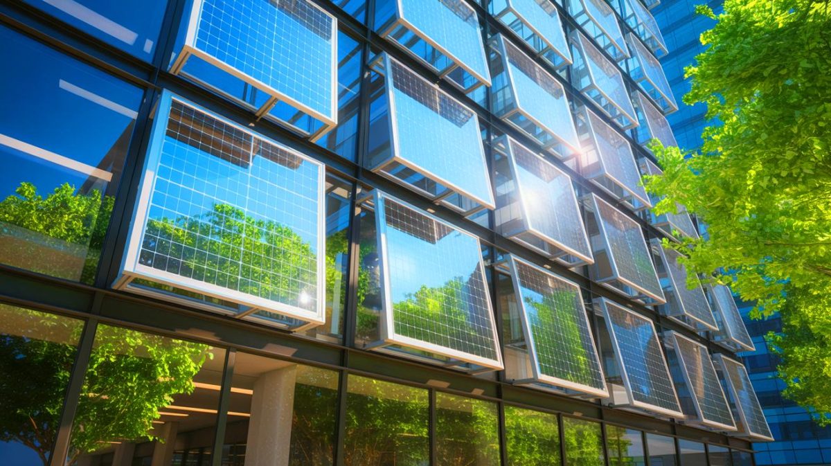 « Nos fenêtres produisent de l’énergie solaire » : Next installe ses premières vitrages transparents révolutionnaires en France Illustration de fenêtres solaires transparentes installées par Next Energy Technologies sur leur siège social.