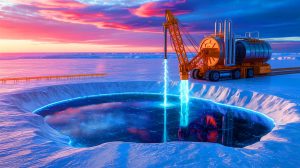 Illustration de la découverte de l'hydrogène blanc en Sibérie et ses implications énergétiques mondiales.