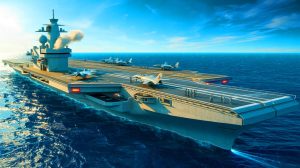 Illustration de la future dominance maritime française avec le nouveau porte-avions en construction.