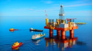 Illustration de la découverte d'un gisement pétrolier majeur en mer Baltique et ses implications énergétiques pour l'Europe.