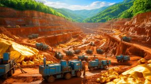 Illustration de la découverte d'un gigantesque gisement d'or dans la province du Hunan, en Chine.