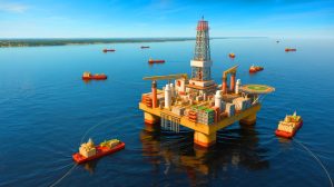 Illustration de la découverte d'un important gisement pétrolier en mer Baltique au large des côtes polonaises.