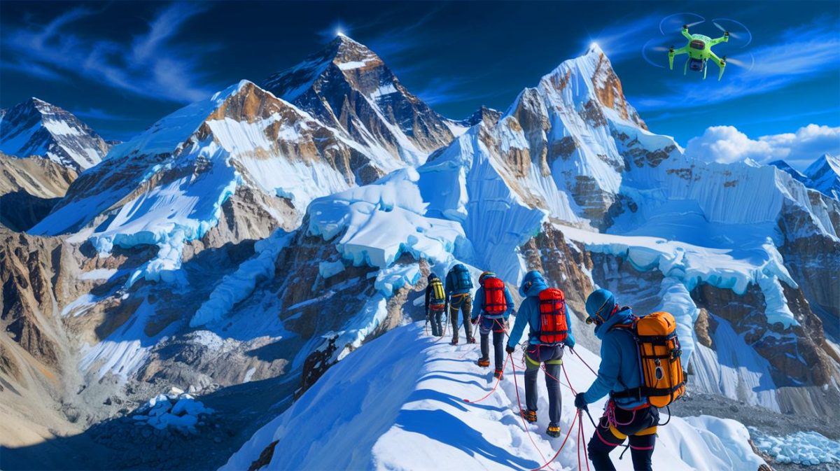« Leur ascension dopée au gaz divise le monde de l’alpinisme » : des Britanniques pulvérisent le record de l’Everest grâce à une substance controversée Illustration de l'ascension du mont Everest par des alpinistes britanniques utilisant le gaz xénon pour une acclimatation rapide.