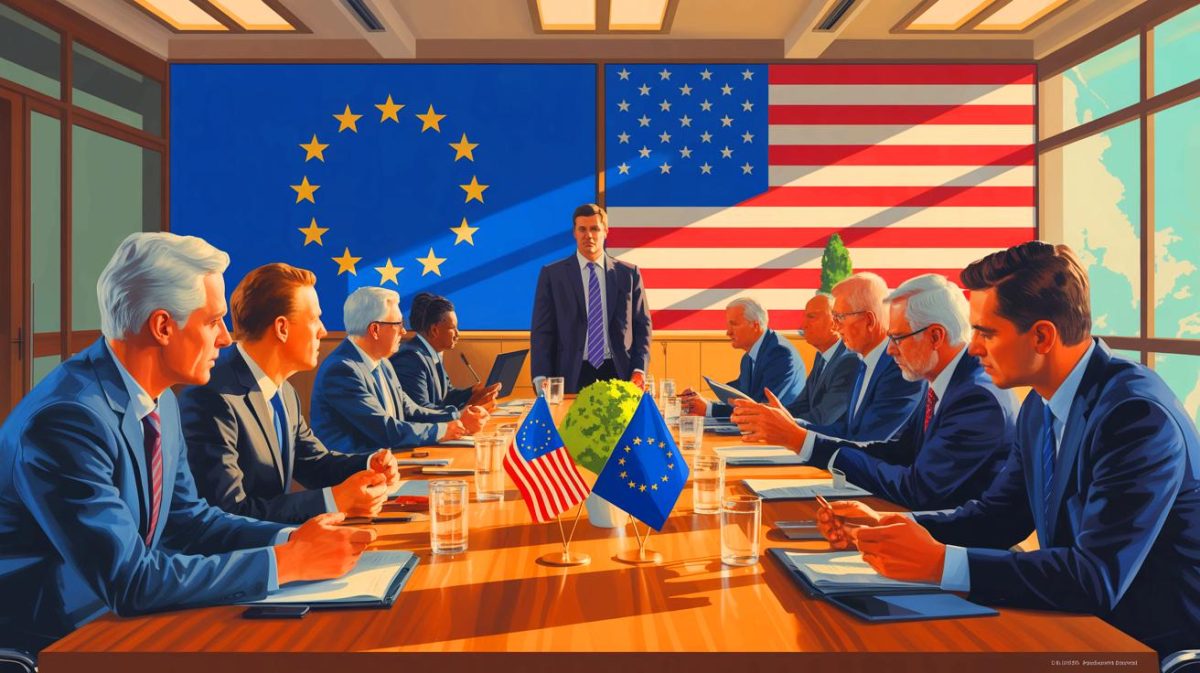 « L’UE investit 692 milliards pour remplacer la Russie » : un pacte inédit avec les États-Unis bouleverse l’équilibre énergétique mondial malgré les critiques écologiques Illustration de l'accord énergétique entre l'Union européenne et les États-Unis visant à réduire la dépendance énergétique européenne.