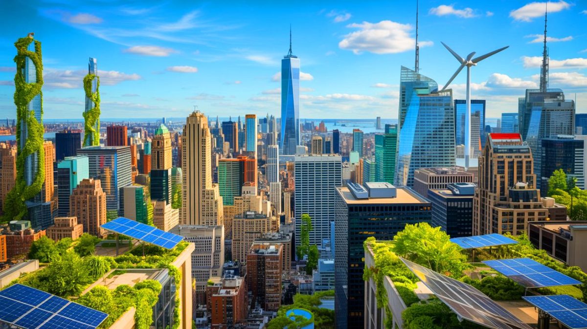 Illustration de la transition vers des bâtiments tout électriques à New York.