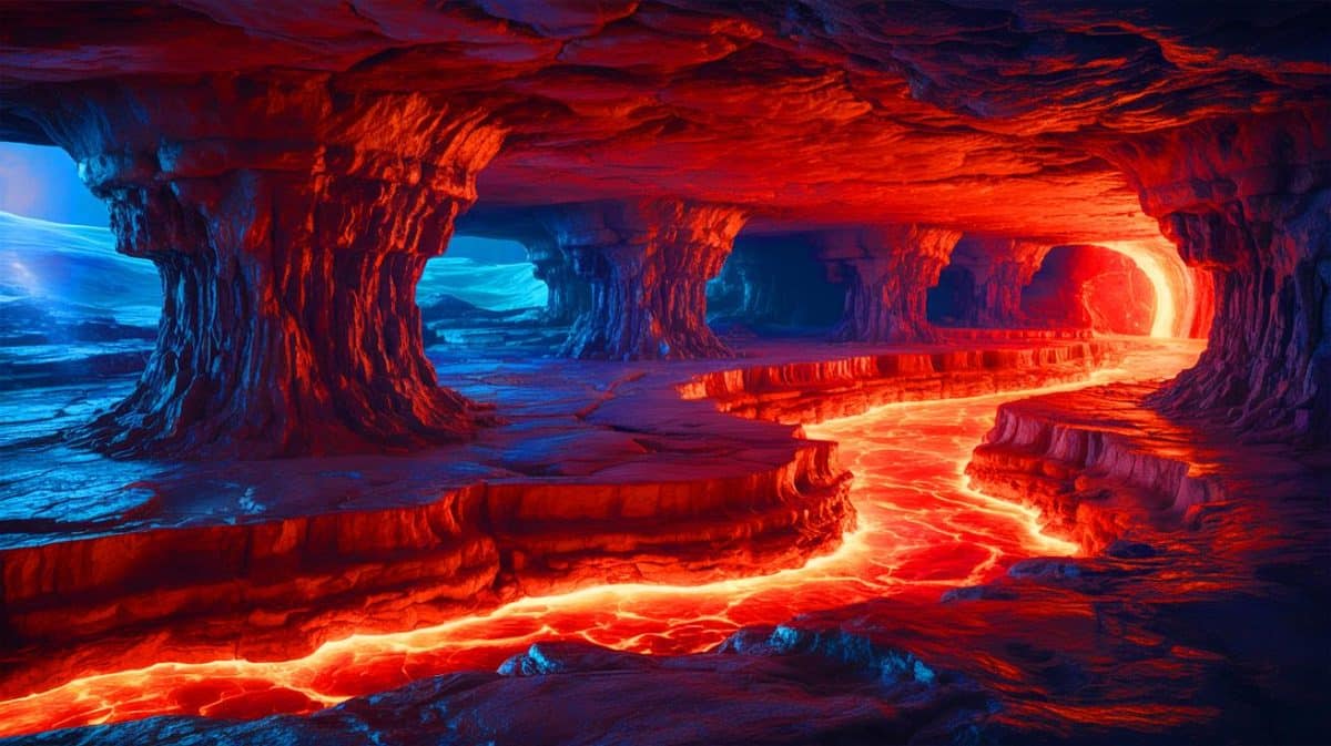 Des cavernes englouties où « des cris glaçants résonnaient » dévoilent des architectures monstrueuses enterrées depuis des siècles sous nos pieds Illustration de la découverte de forteresses géantes cachées sous la surface terrestre.