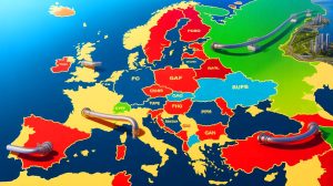 Illustration de la dépendance énergétique des pays européens au gaz russe.