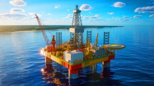 Illustration de la découverte d'un vaste gisement pétrolier en mer Baltique au large des côtes polonaises.