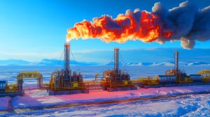 Illustration de la découverte de l'hydrogène blanc en Sibérie et son impact sur l'équilibre énergétique mondial.