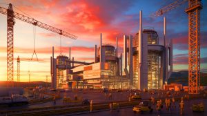 Illustration de la construction de la première centrale de fusion nucléaire à Washington.