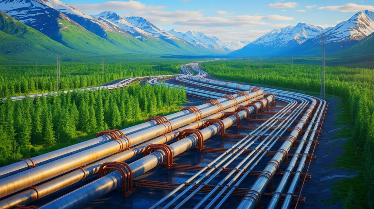 Donald Trump mise sur « l’autoroute du gaz » avec un projet de pipeline géant entre l’Alaska et le Japon, encore à l’état d’idée Illustration de la proposition de gazoduc entre l'Alaska et l'Asie initiée par Donald Trump.