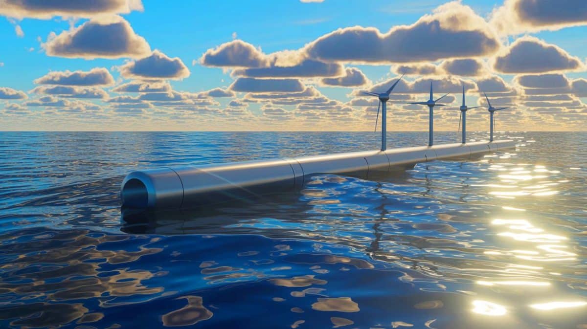 « On produit de l’électricité avec les vagues » : cette invention française qui divise les géants du pétrole et révolutionne vos factures Illustration de la technologie Kinowave transformant l'énergie des vagues en électricité propre.
