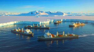 Illustration de la découverte par la Russie d'une immense réserve de pétrole sous l'Antarctique.