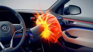 Illustration de l'impact des airbags Takata défectueux sur la sécurité automobile.