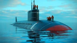 Illustration de la détresse du sous-marin russe Novorossisk au large de la Bretagne.