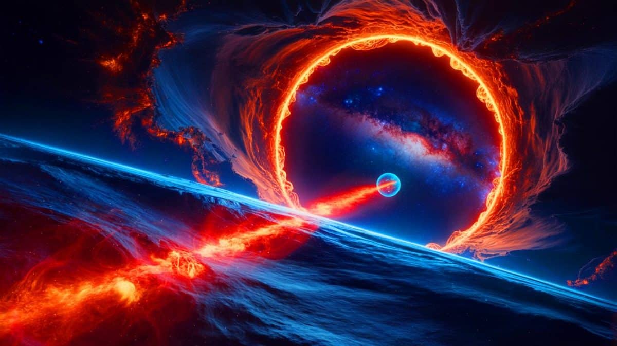 Illustration de la découverte d'un canal cosmique reliant notre système solaire à des étoiles lointaines.
