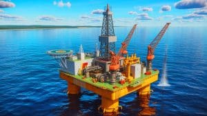 Illustration de la découverte d'un vaste gisement pétrolier au large des côtes polonaises.
