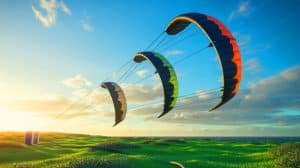 Illustration de cerfs-volants géants testés en Irlande pour produire de l'électricité renouvelable.