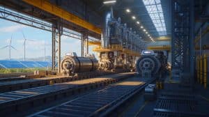 Illustration de l'innovation technologique de Boston Metal pour réduire les émissions de CO2 dans l'industrie sidérurgique.