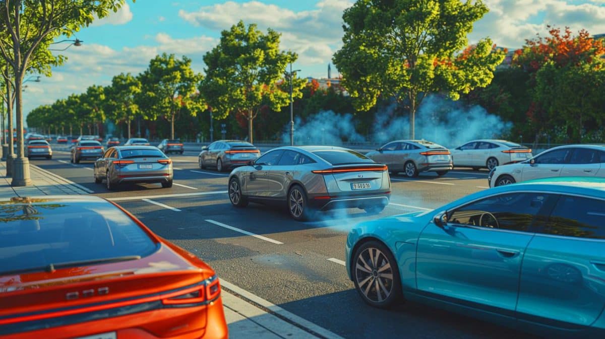 Illustration de l'impact environnemental comparé des véhicules électriques et thermiques.