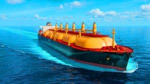 Illustration de l'impact environnemental du gaz naturel liquéfié dans le transport maritime.
