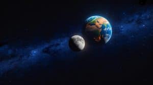 Illustration de l'éloignement progressif de la Lune par rapport à la Terre.