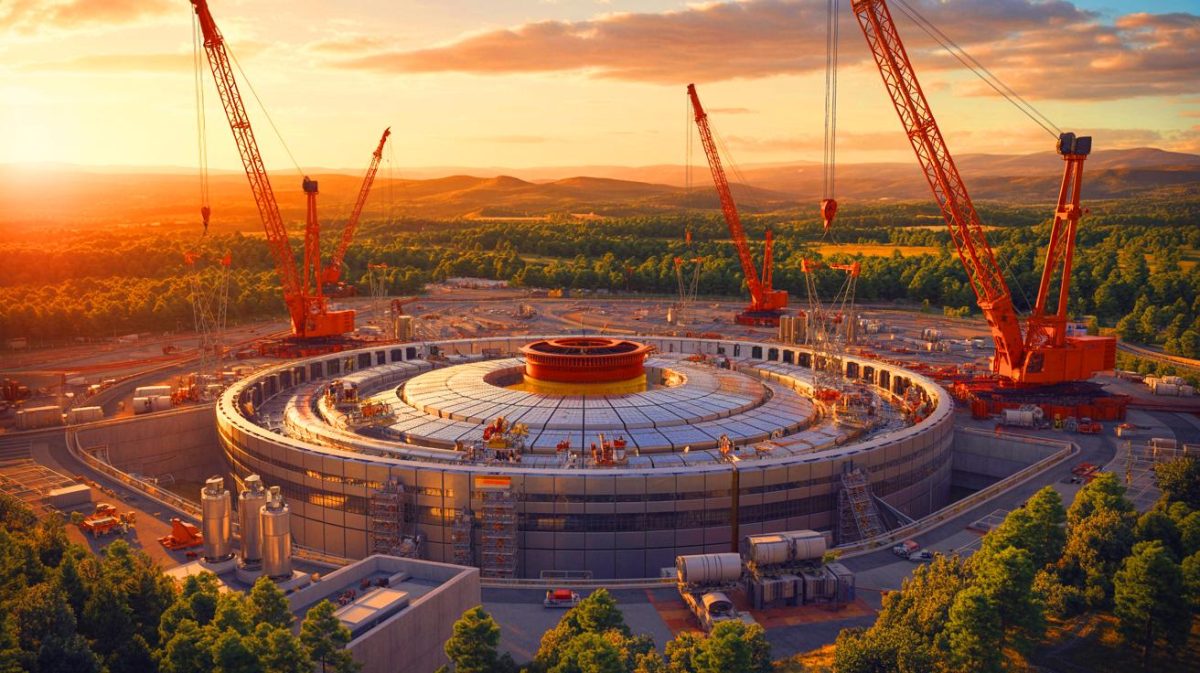 Cette machine française de 1 000 tonnes qui terrifie les géants pétroliers et change l’avenir énergétique Illustration de l'installation du premier aimant supraconducteur dans le chantier de construction d'ITER.