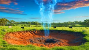 Illustration de l'émission massive de méthane par un puits de charbon abandonné en Australie.