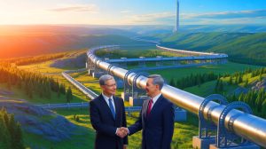 Illustration de la coopération énergétique renforcée entre la Russie et la Chine avec le projet « Force de Sibérie 2 ».