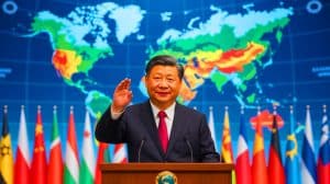 Illustration de l'annonce par le président Xi Jinping des objectifs de réduction des émissions de la Chine avant la COP30.