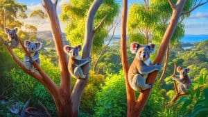 Illustration de la population de koalas sur l'île Kangaroo menacée par une faible diversité génétique.