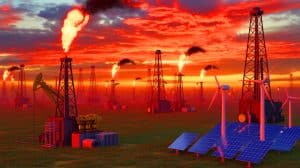 Illustration de l'épuisement accéléré des gisements de pétrole et de gaz à travers le monde.