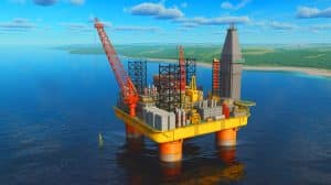 Illustration de la découverte d'un gisement pétrolier en mer Baltique au large des côtes polonaises.