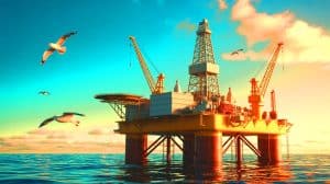 Illustration de la découverte d'un gisement pétrolier au large des côtes polonaises en mer Baltique.