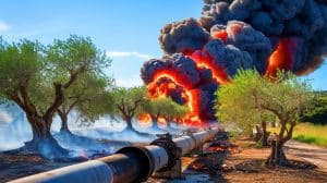 Illustration de l'explosion d'un gazoduc à Saint-Rémy-de-Provence ayant privé des milliers de foyers de gaz.