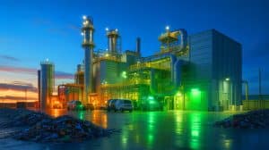 Illustration de la transformation des déchets en carburants renouvelables par Houston American Energy au Texas.