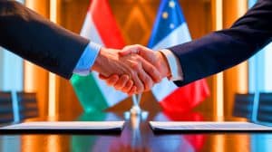 Illustration de la signature d'un accord de gaz naturel liquéfié entre la Hongrie et Engie.