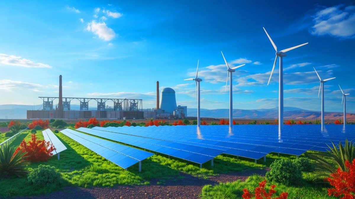 Le Maroc amorce sa transition énergétique : sortie conditionnelle du charbon prévue dès 2040 pour un avenir durable Illustration de la transition énergétique du Maroc avec un objectif de sortie du charbon d'ici 2040.
