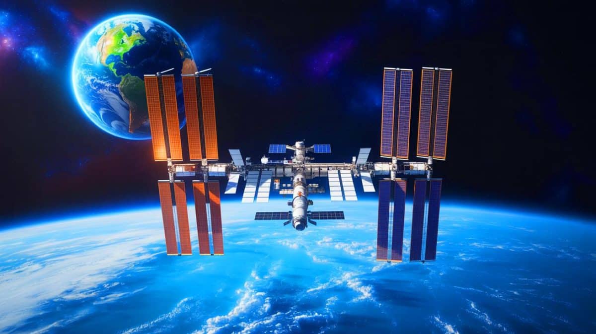 « Elle tombera dans le Pacifique » : la Station spatiale internationale vivra sa dernière mission en 2030 (avant de laisser place à des stations privées et à Gateway autour de la Lune) Illustration de la Station spatiale internationale en orbite avant son retrait prévu en 2030.