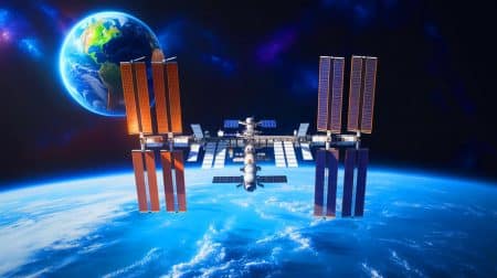 Illustration de la Station spatiale internationale en orbite avant son retrait prévu en 2030.