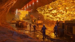 Illustration de la découverte d'un gisement d'or record en Chine.